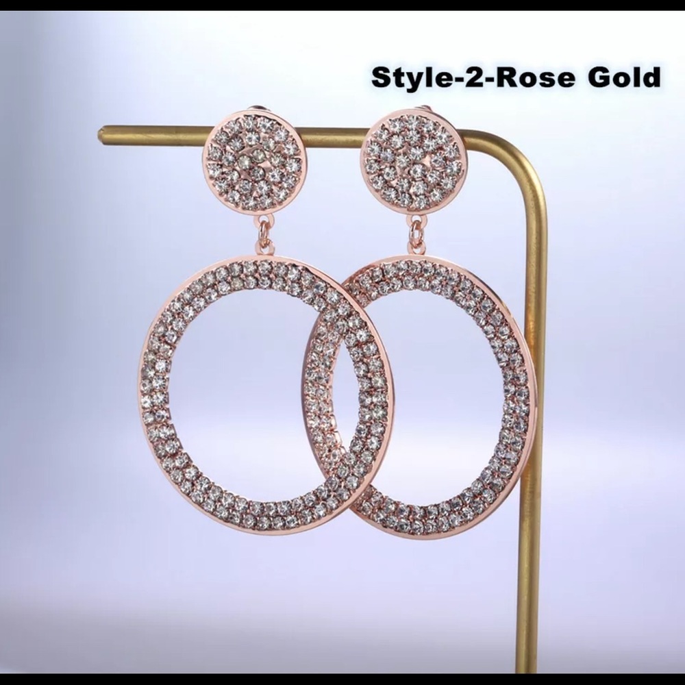 14k Rose Gold Plated Hoop Fashion Earrings